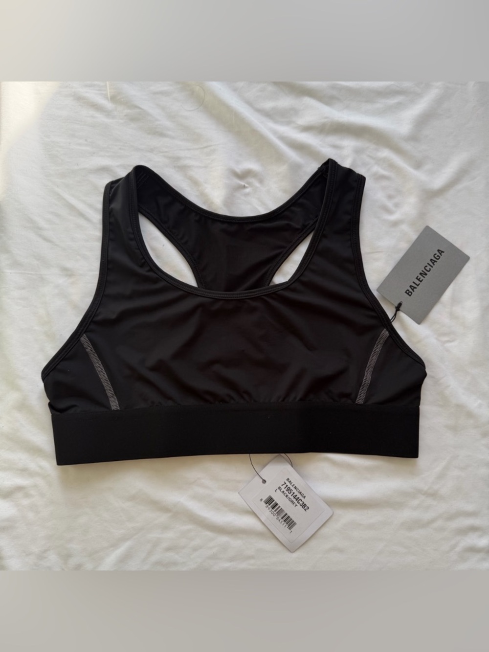 NEW NWT Balenciaga Activewear Sports Bra Logo L Large Black grey Racerback $650